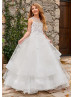 Beaded Tulle 3D Flowers Luxury Flower Girl Dress Beaded Tulle 3D Flowers Luxury Flower Girl Dress